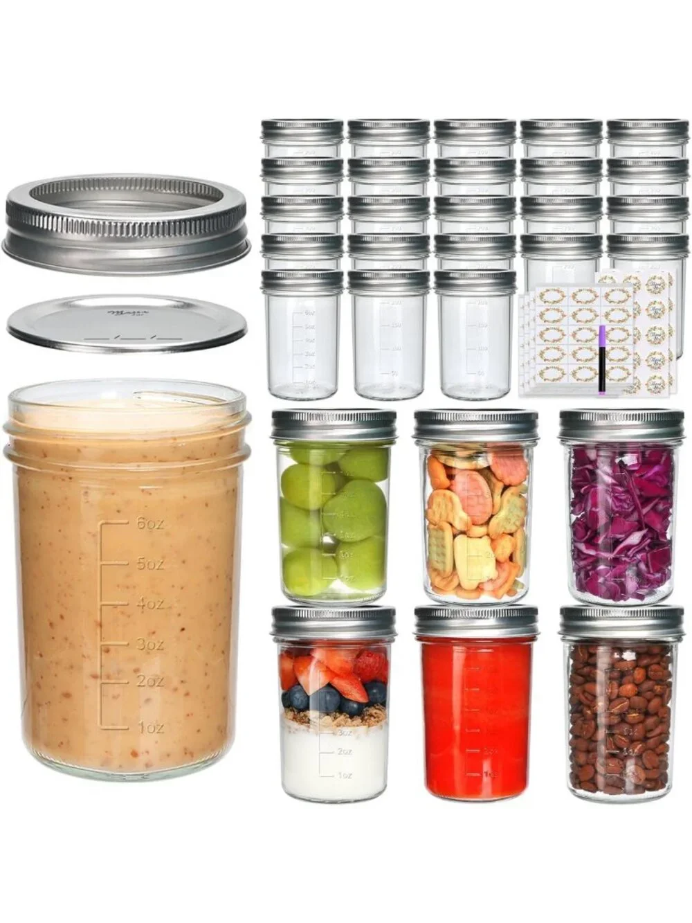 30 Pack Half Pint Mason Jars with Lids - Perfect for Canning & Storage